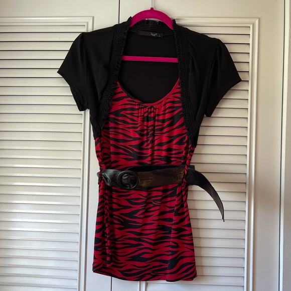 love J Tops - Red and black zebra top